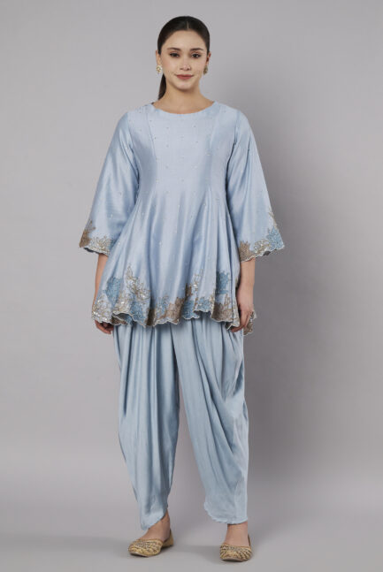 Meadow Short Kali Set with dhoti - Dusty Blue